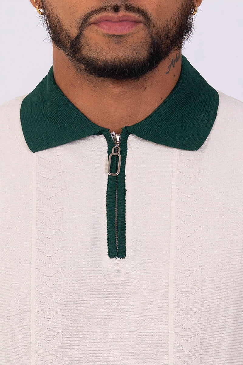 Polo textura verde cierre