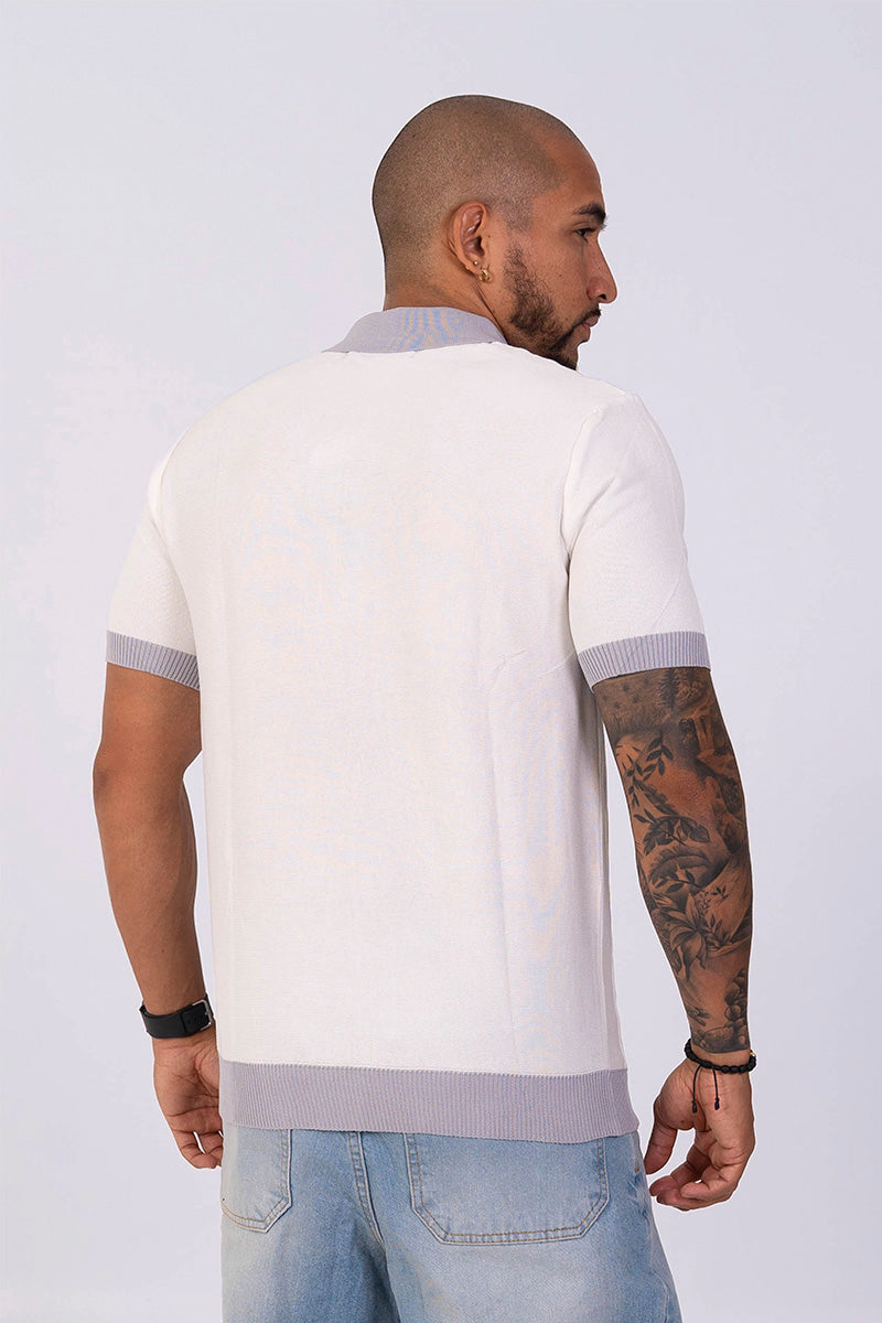 Polo textura gris cierre