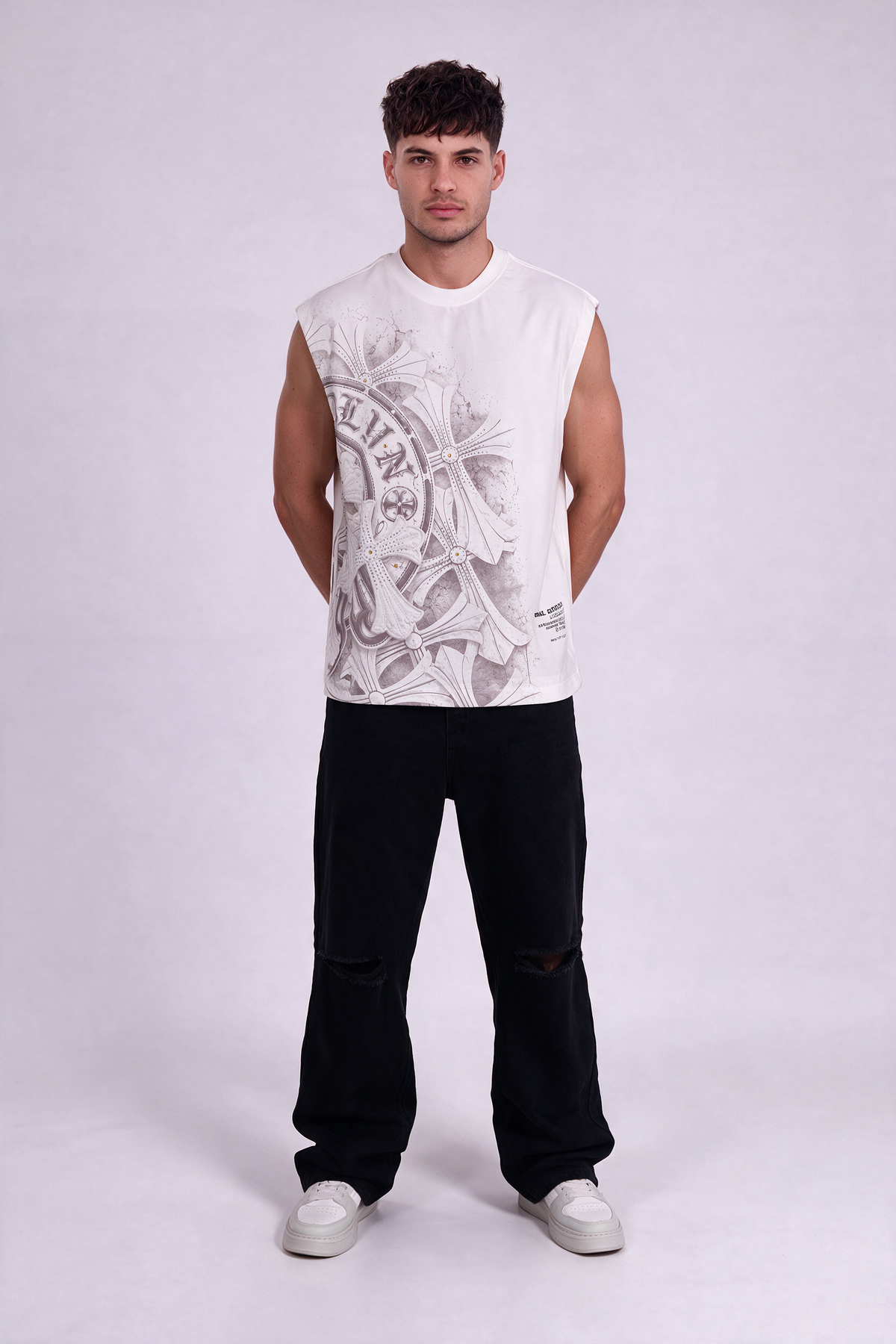 Camisilla algodón estampada pedreria trends