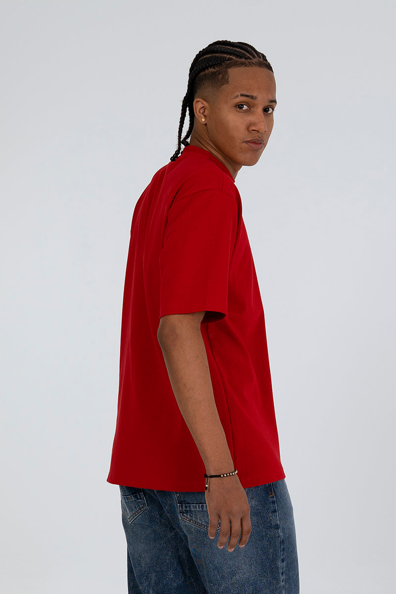 Camiseta básica roja relaxed 300gr