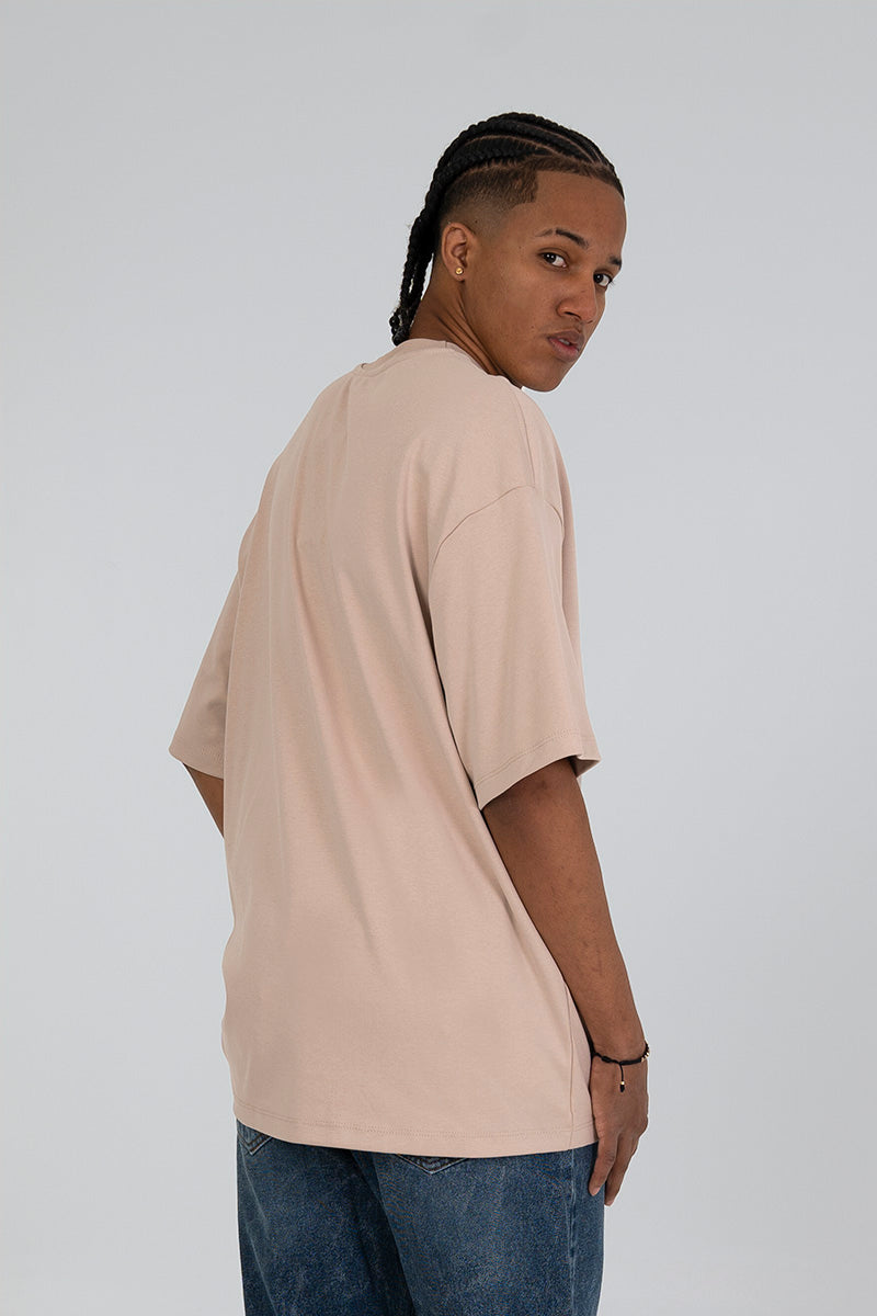 Camiseta oversize básica beige 300gr