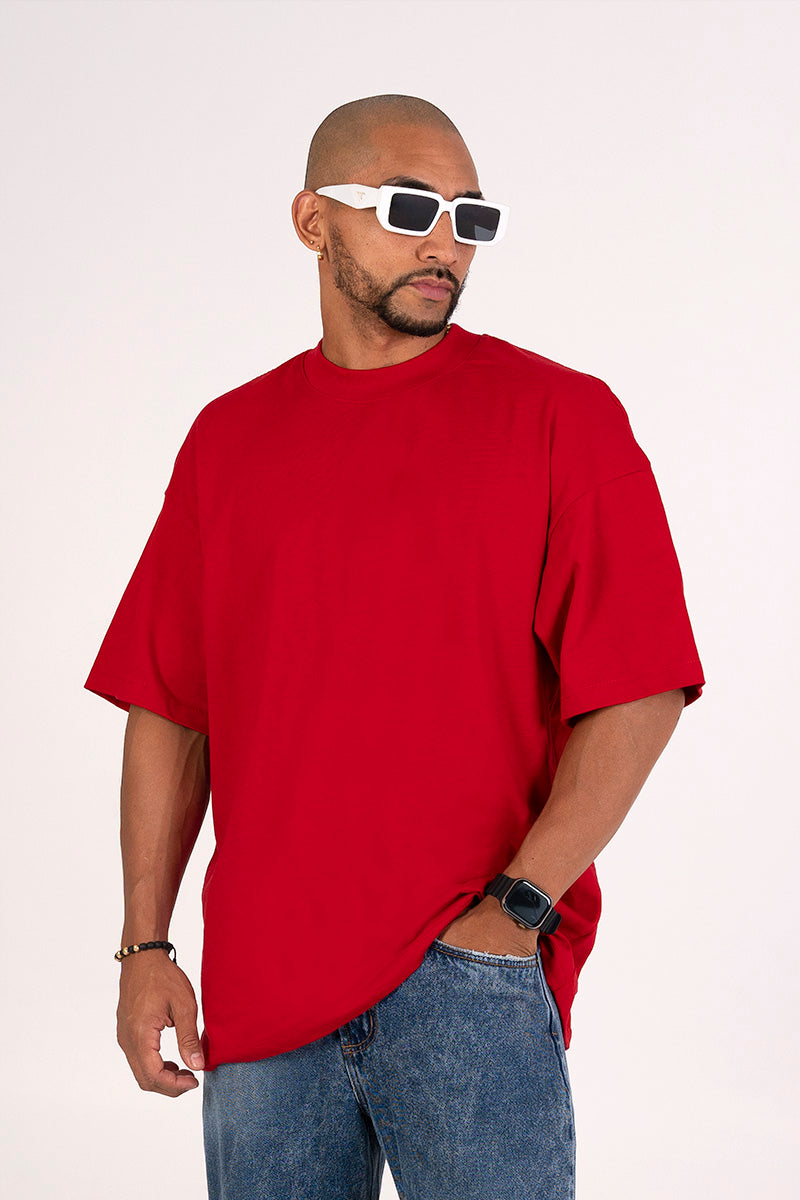 Camiseta oversize rojo carmesí