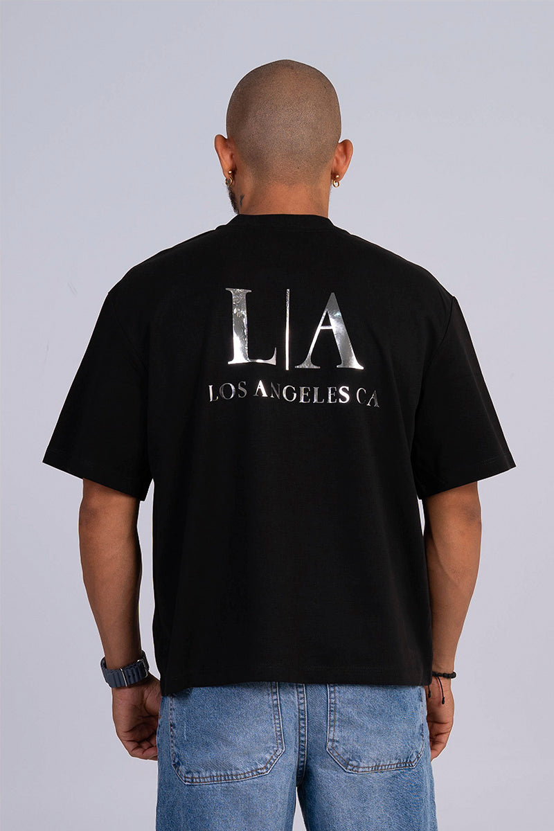 Camiseta boxy fit aplique LA