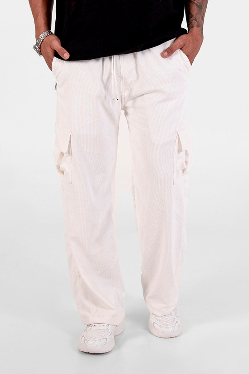 Jogger tejido acanalado blanco