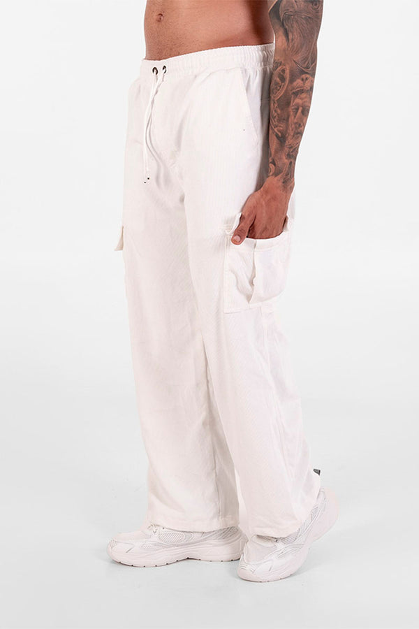 Jogger tejido acanalado blanco