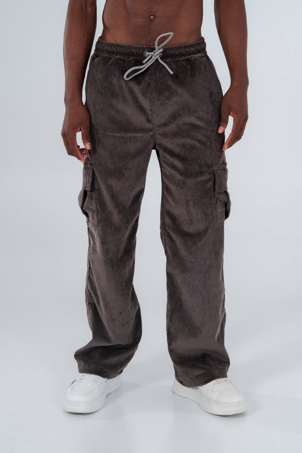 Jogger tejido acanalado gris