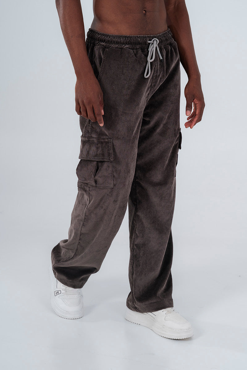 Jogger tejido acanalado gris