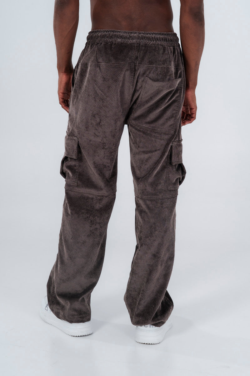 Jogger tejido acanalado gris