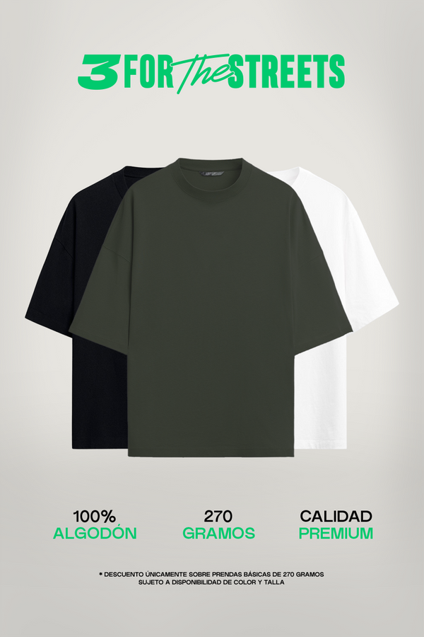 Pack X3 Oversize Verde-Negro-Blanco