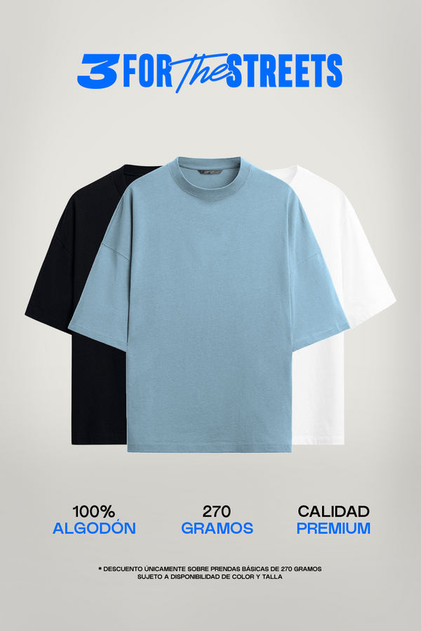 Pack X3 Oversize Azul-Negro-Blanco