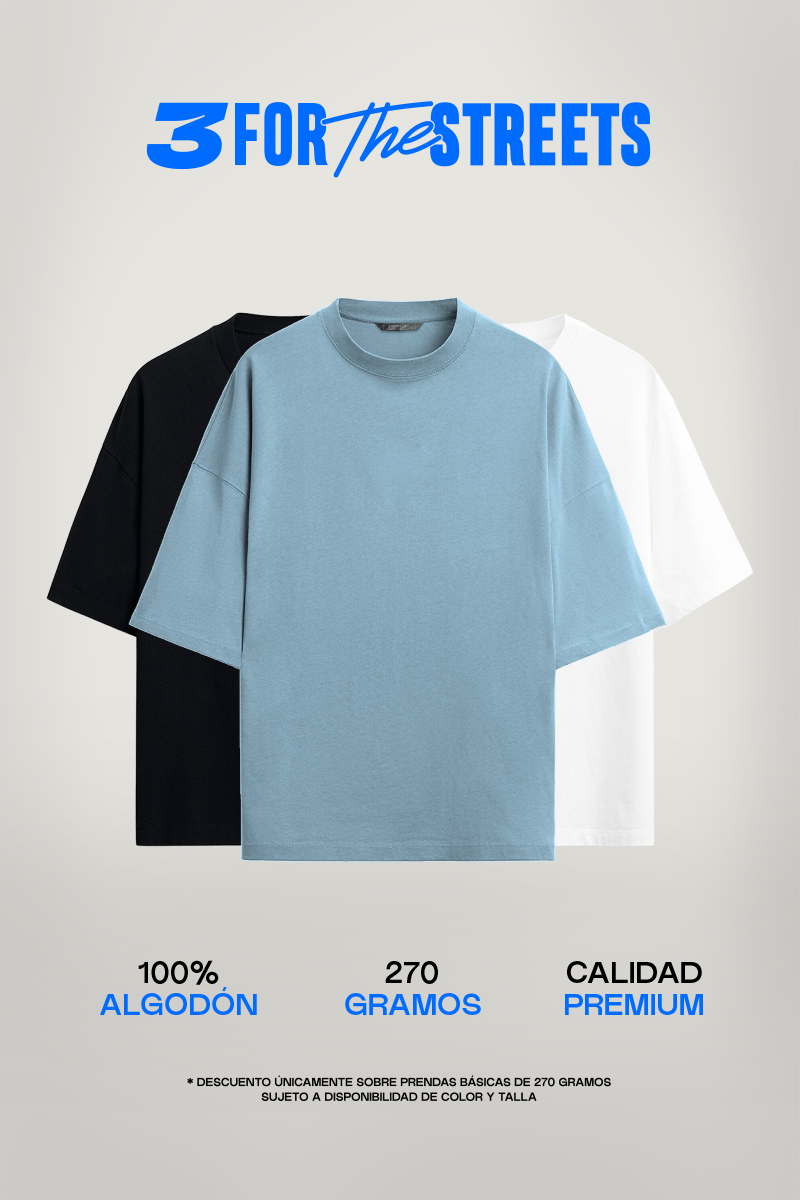 Pack X3 Oversize Azul-Negro-Blanco