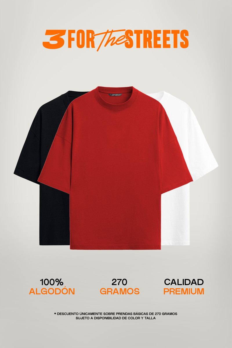 Pack x3 Oversize Rojo-Negro-Blanco