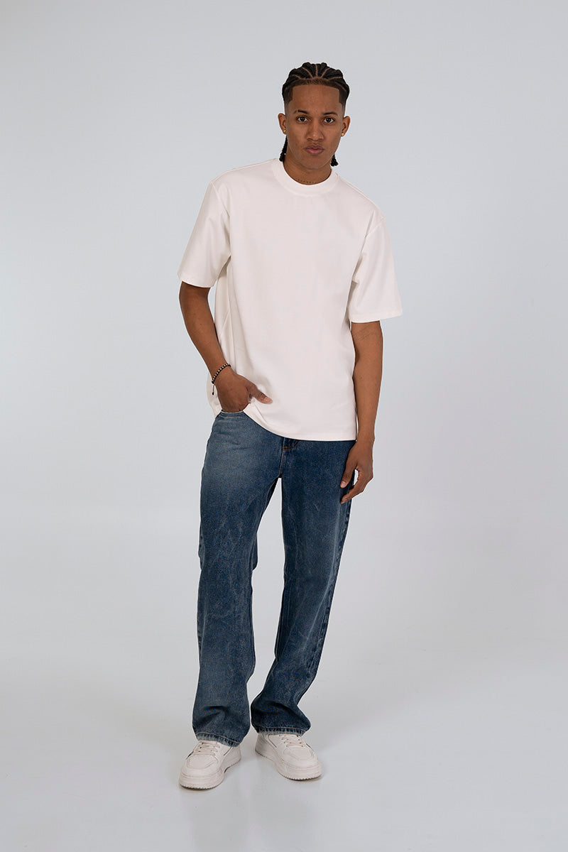 Camiseta básica blanco hueso relaxed 300gr