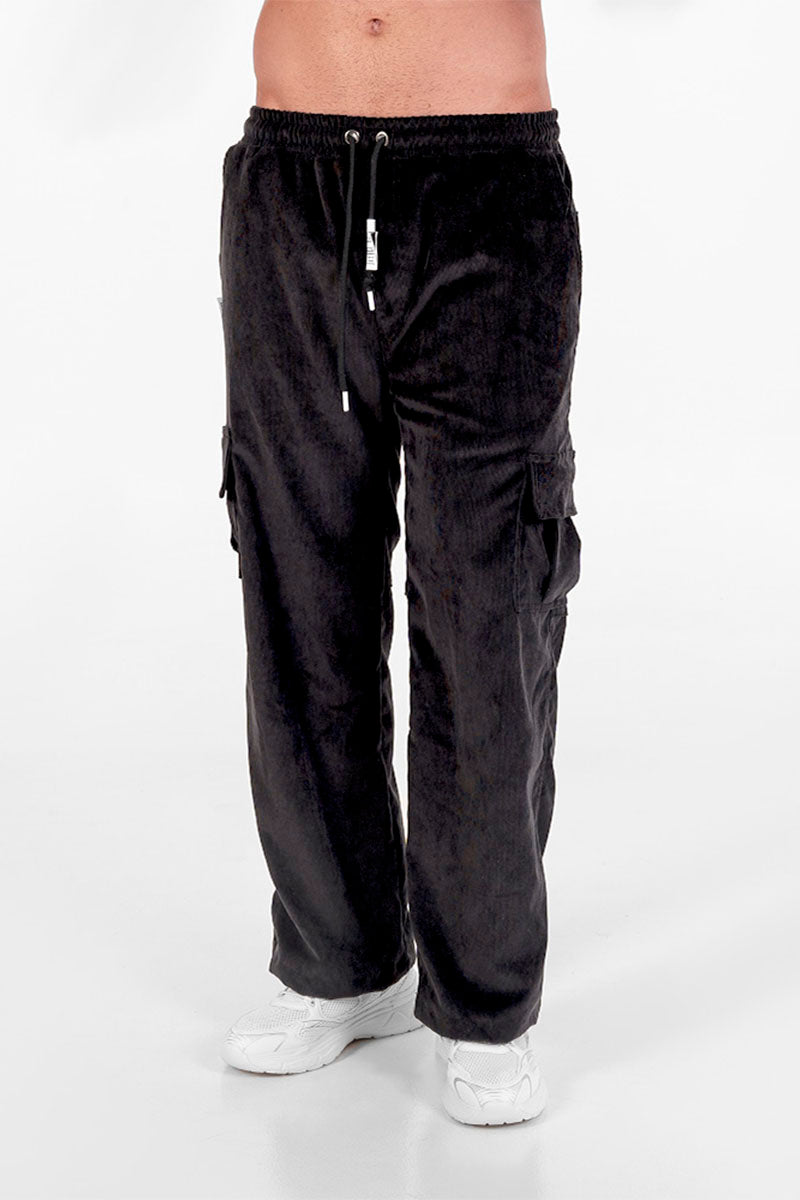 Jogger tejido acanalado negro
