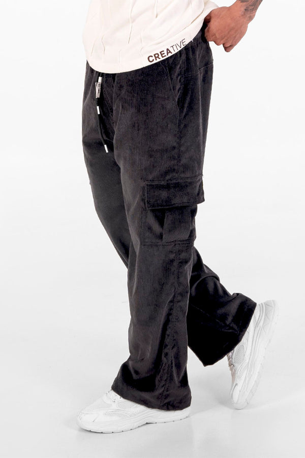 Jogger tejido acanalado negro