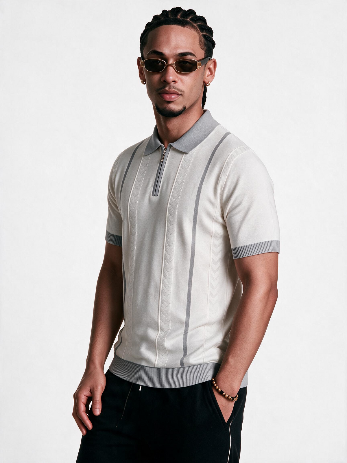 Polo textura gris cierre